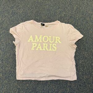 Light Pink Tee with Yellow Print